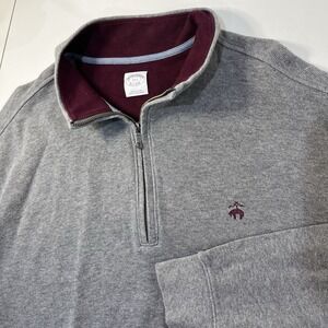 Brooks Brothers Mens 1/4 Zip Pullover 2XLT Gray Preppy Business Casual Cotton